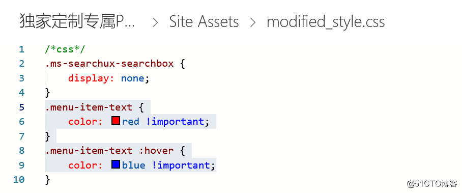 SharePoint Online custom development: how to modify site navigation font color and background