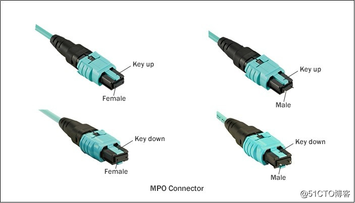 Full description type MPO / MTP fiber jumpers, male-female, polarity classifier