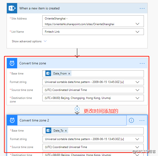 The company's Microsoft flow configuration change time