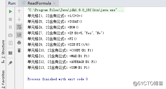 Adding Java, read the Excel formula