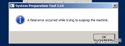 Fatal error occurred while trying to sysprep the..