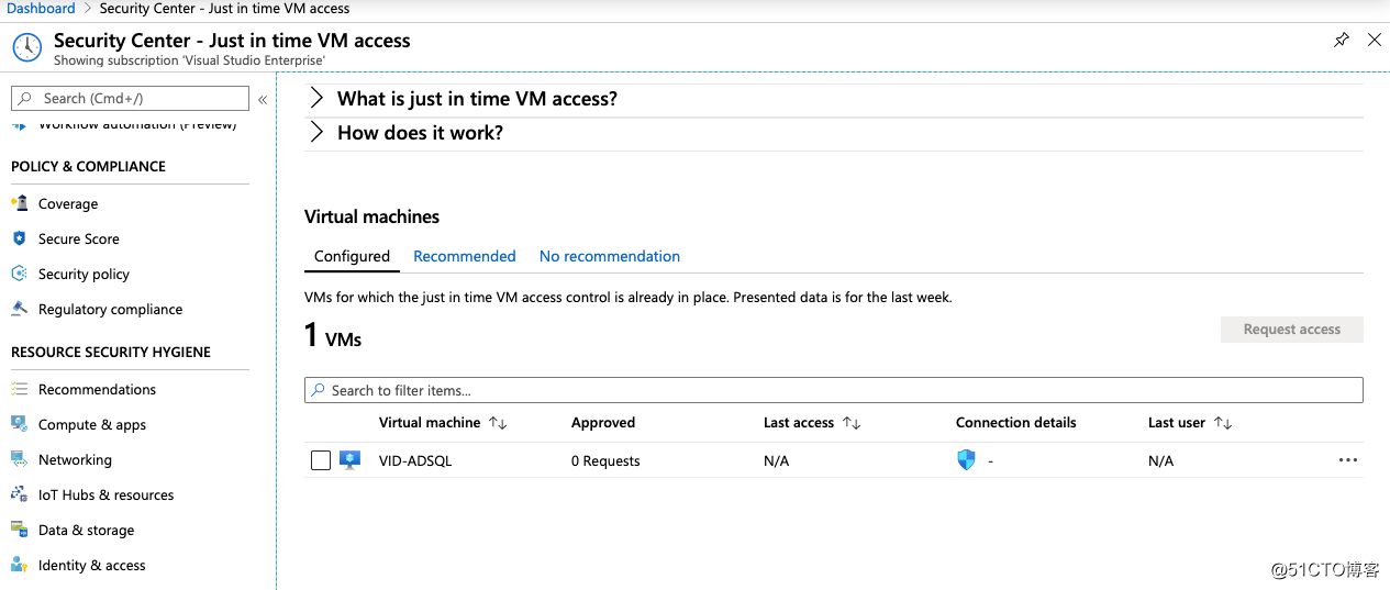 使用即时VM访问保护Azure VM
