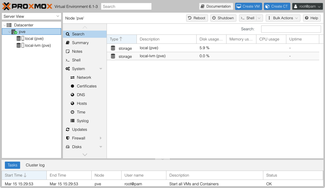 Proxmox VE 6.1从零到精通之--WEB界面介绍