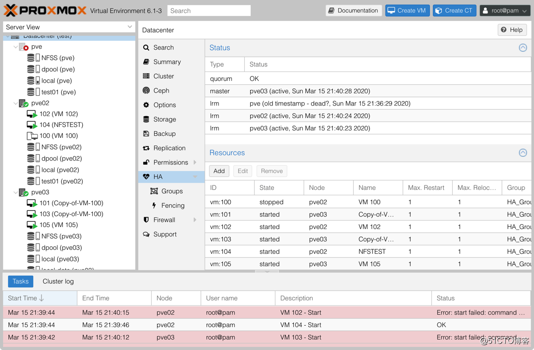 Proxmox VE 6.1从零到精通之--Cluster和HA的配置与管理