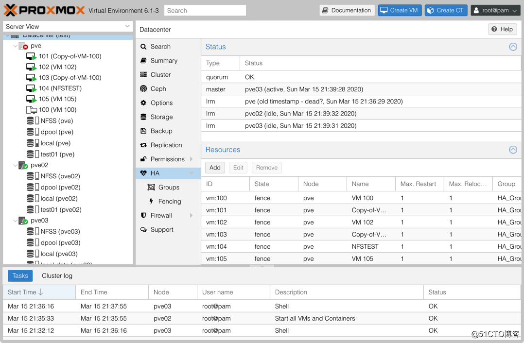 Proxmox VE 6.1从零到精通之--Cluster和HA的配置与管理