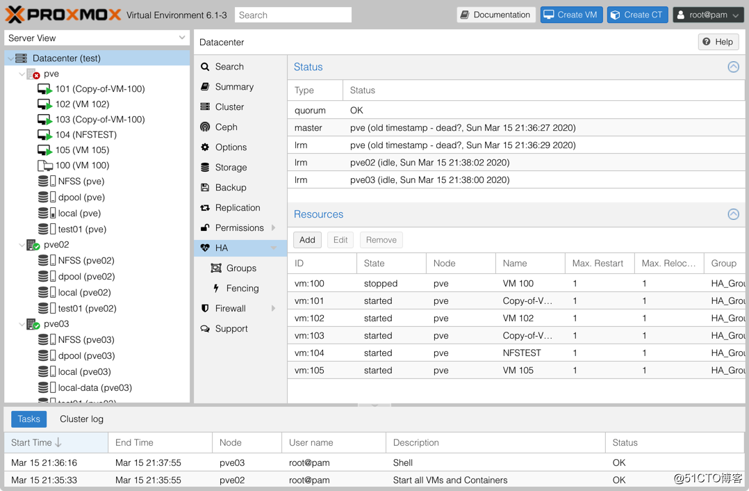 Proxmox VE 6.1从零到精通之--Cluster和HA的配置与管理