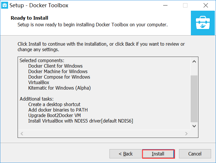 win10通过Docker Toolbox安装docker及配置文件共享挂载本地磁盘目录