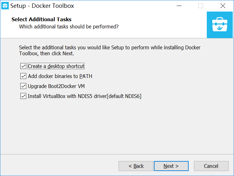 win10通过Docker Toolbox安装docker及配置文件共享挂载本地磁盘目录