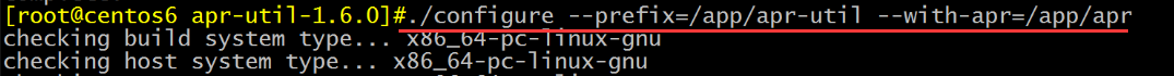 Croot@centos6  checking build system type..  checking host system type..  - -prefi x=/app/apr-uti 1  x  -pc- 1 nux-gnu  x86_64-pc-1 pyx-gnu  - -wi th-ap app/ apr