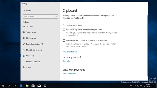 Windows 10终于加入云剪贴板：跨设备复制粘贴