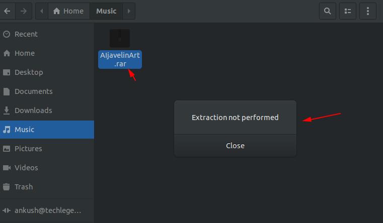 Error in RAR extraction in Ubuntu