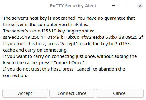 PuTTY 安全警告