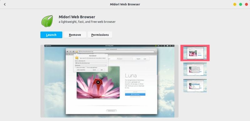 Midori browser is available in Ubuntu Software Center