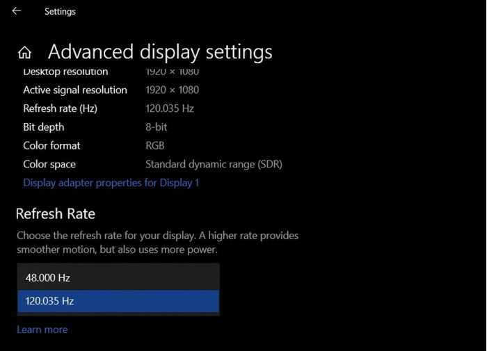 Windows 10搜索体验改进 可在设置应用中设置显示器刷新率