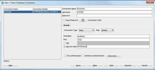 登录 Oracle SQL Developer